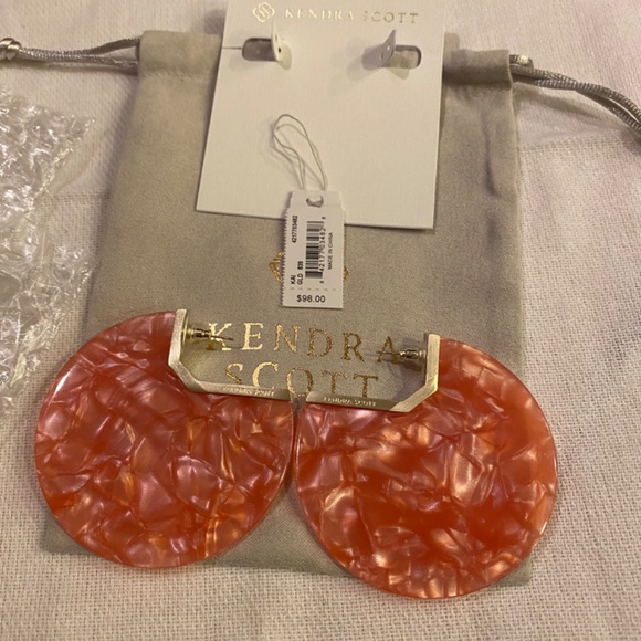 REGULAR $98 Kendra Scott Kai Earrings Peach/Orange GORGEOUS - Picture 5 of 8